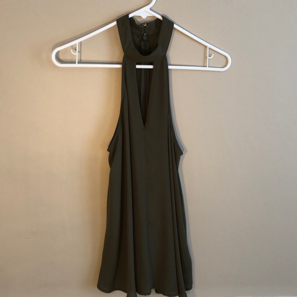 Olive Green high neck cut out blouse